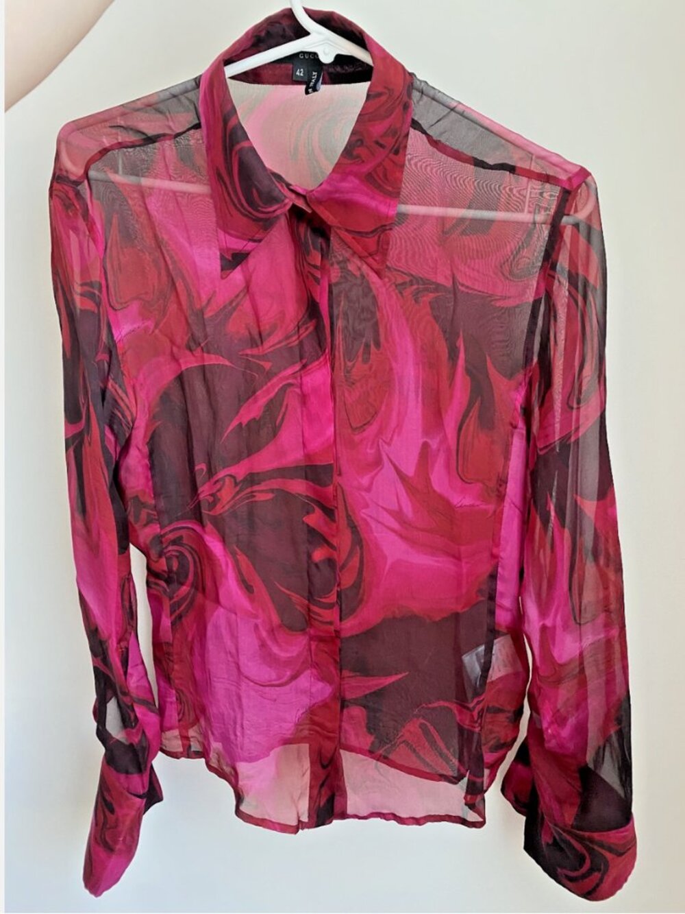 Gucci by Tom Ford 2001 magma liquid lava pink silk shirt (vintage, rare)